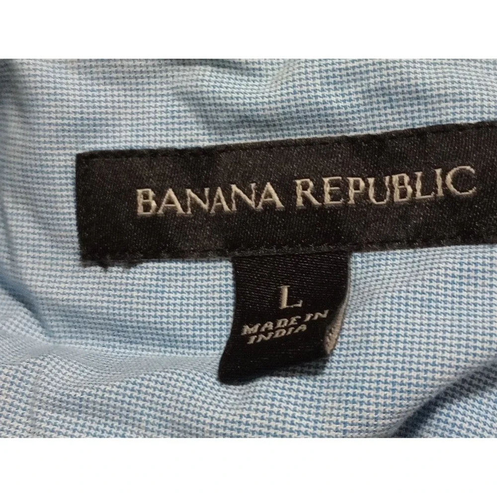 Banana Republic Mens Large Blue Purple Gingham Short Sleeve Button Down Shirt